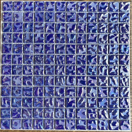 Mosaique emaux de verre bleu cobalt vulcano nacré drop 100% par plaque de 31 cm Achat mosaique salle de bain
