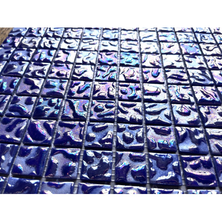 Bleu cobalt relief drop 100% mosaïque 2.4 cm émaux de verre par plaque 31.5 cm