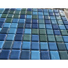 Mosaique emaux de verre bleu vert uni plaque de 316 cm