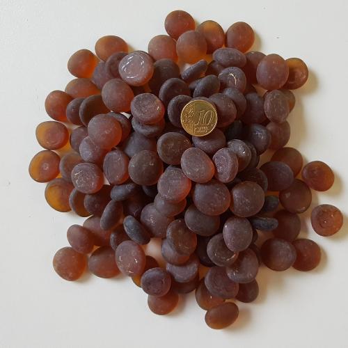 Brun bille de verre plate brun ambre givré translucide 20 mm par 200 grammes