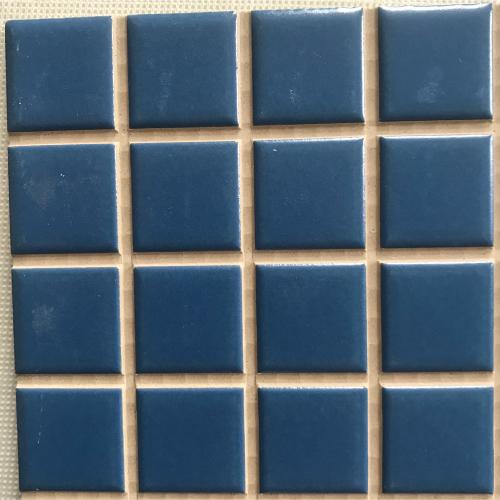 Bleu pétrole satiné carrelage mosaïque mur douche carré 5 cm sur plaque de 20 cm 6 mm épaisseur par 1 mètre carré