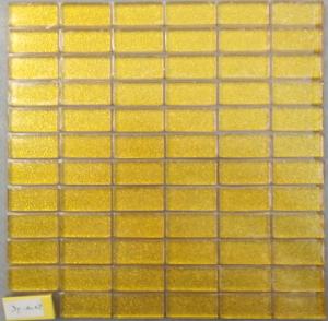 Jaune mosaïque doré paillette rectangle 23 mm par 48 mm épaisseur 8 mm par plaque de 30 cm