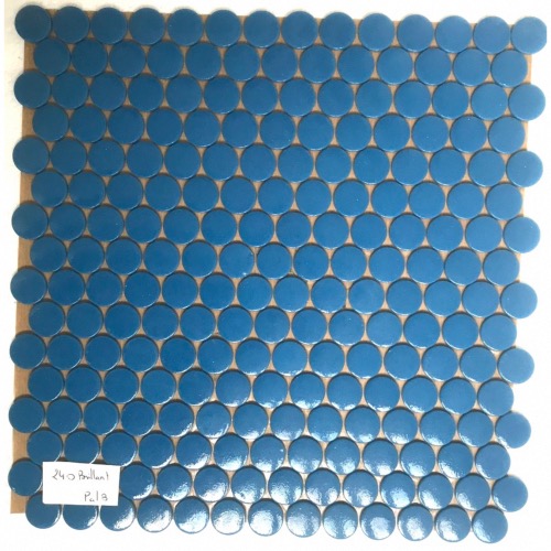 Bleu de Prusse rond pastille mosaïque émaux brillant par plaque 33 cm pour Vrac
