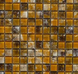 Jaune ocre marbré mosaïque art vintage vetro-cristal 2.5 par 2.5cm par 100g