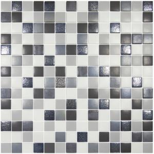 Noir Blanc gris nacré et mat uni carré LOFT mosaïque émaux brillant mix effet 2.3 cm par 20 carreaux