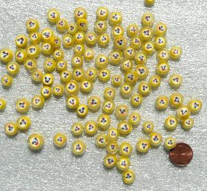 Millefiori jaune visage diamètre de 8 mm par 50g