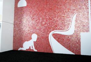 Rouge nacré relief gloss rectangle 2.5 par 5 cm mosaïque émaux par plaque 31.7 cm