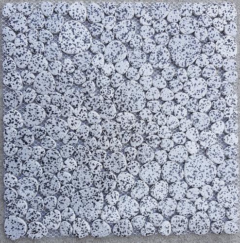 Blanc mosaïque encre de chine galet émaillé plaque 31.5 cm