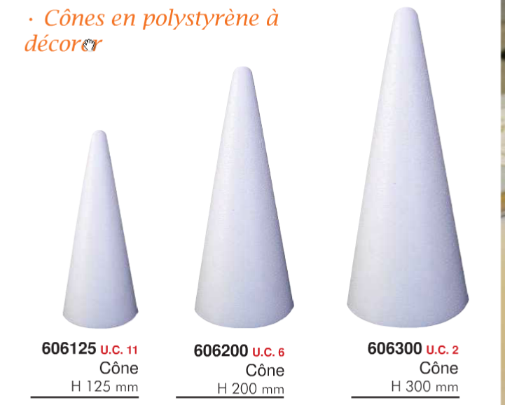 Cône de noël mosaïque - cône hauteur 30 cm en polystyrène