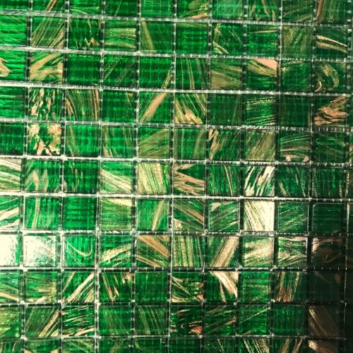 Vert foncé gemme de cuivre mosaïque pâte de verre par 25 carreaux