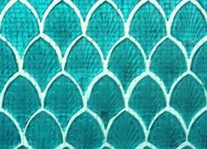 Bleu turquoise mosaïque palmette en verre nacré vendu par 4