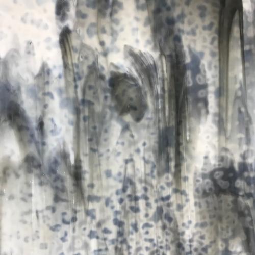 Blanc gris mottle verre semi opalescent youghiogheny vitrail plaque de 30 par 20 cm