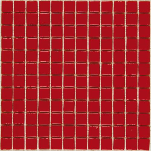 Rouge vif uni mosaïque 2.5 cm émaux de verre par plaque 31,5 cm
