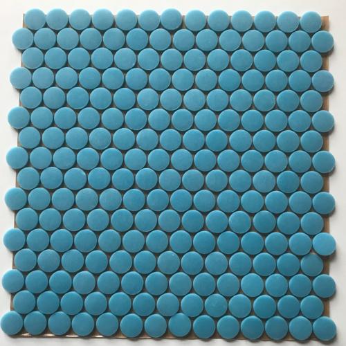 Bleu cyan rond pastille mosaïque émaux mat par plaque 33 cm pour Vrac