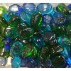 Mix billes de verre cailloux  bleu vert XL translucides et opalescents 30 mm par 25 mm par 200 grammes