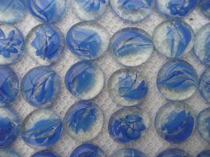 Bleu bille de verre plate bleu ruban taille 30 mm par 10 unités