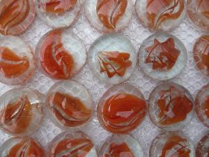 Orange bille de verre plate rouge orange ruban de 30 mm par 10 unités