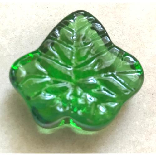 Bille forme feuille verte translucide diamètre 35mm à l'unité en verre 