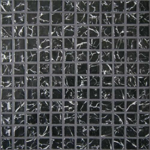 Noir  impression marbre mosaïque 2.5 cm émaux de verre brillant par plaque 31,5 cm
