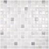 Blanc nacré et uni carré mosaïque émaux 2.3 cm brillant ICE TEXTURAS plaque 33 cm en HTK