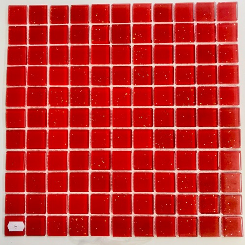 Rouge météores dorées mosaïque paillette pâte de verre vétrocristal plaque 30 cm
