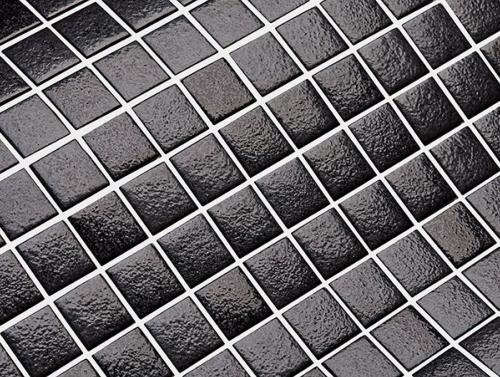 Noir lave martelé mosaïque urban chic émaux carré 2.3 cm plaque 33 cm collé HTK