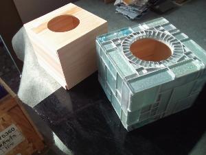 Boîte à mouchoirs cube support bois pour mosaïque