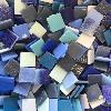 Assortiment bleu foncé au bleu clair mélange terre neuve mosaïque émaux carré 2.3 cm par 500g