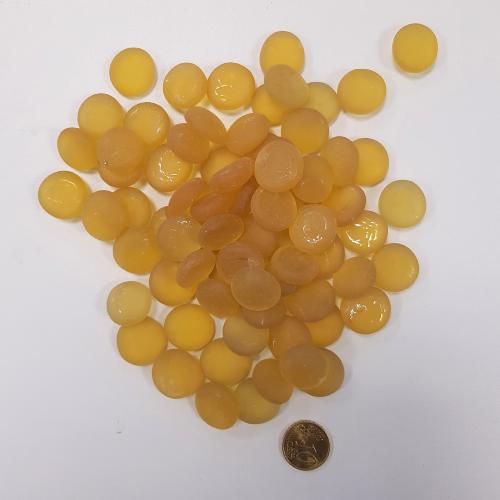 jaune bille de verre plate jaune dépoli givré translucide 17-20 mm par 200 grammes
