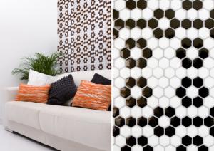 Mosaïque décor DECO hexagone blanc et noir par 1 M²