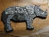 Rhinocéros 15 cm support bois pour mosaïque