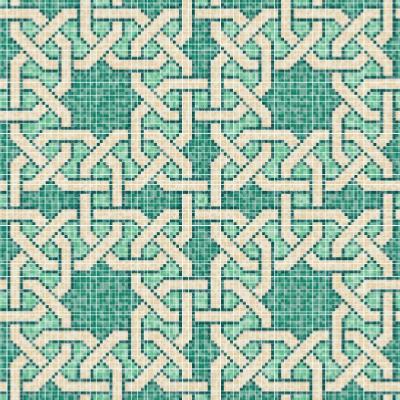 Mosaïque décor Arabesque MASCATE A tressage vert turquoise par 9 M²