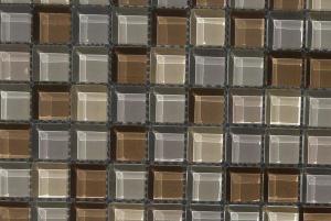 Brun mosaïque mix brun clair et beige 2,4 cm brillant vétrocristal 6 mm épaisseur par plaque 30 cm