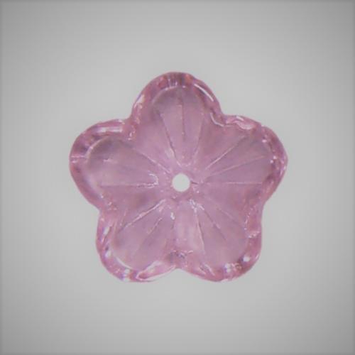 Fleurs perles rose intense 14 mm translucide verre par 20 unités
