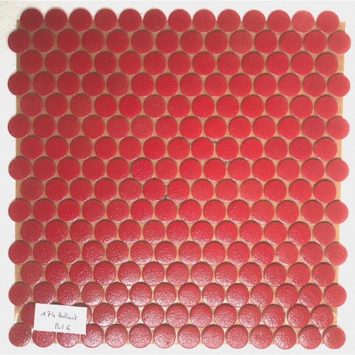 Rouge coquelicot moucheté rond pastille mosaïque émaux brillant par plaque 33 cm pour Vrac