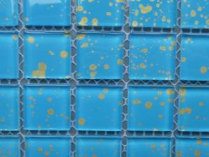 Mosaïque bleu déco bleu turquoise météore foncé pâte de verre vétrocristal plaque 30 cm