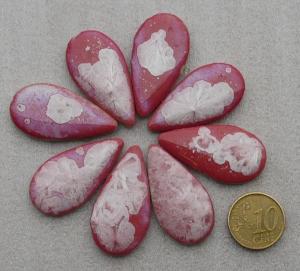 Rose corail givré blanc mosaïque galets émaillés pétales XL par 100g