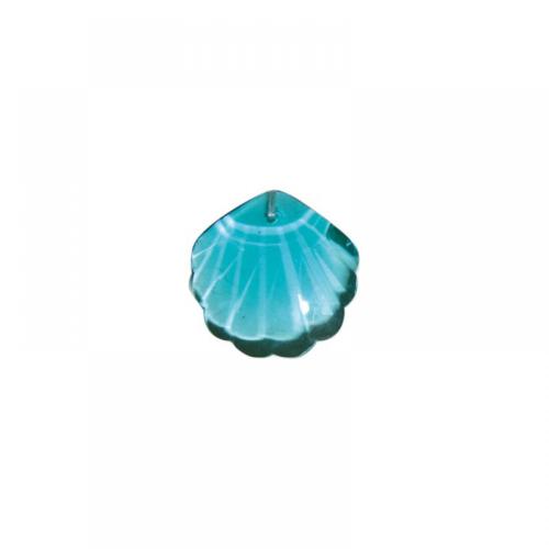 Coquille Saint Jacques turquoise translucide facette cristal translucide taillé 26 mm