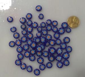 Millefiori bleu fleur bleu clair diamètre de 10 mm par 50g