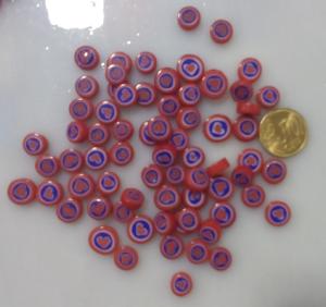 Millefiori rouge coeur rouge diamètre de10 mm par 50g