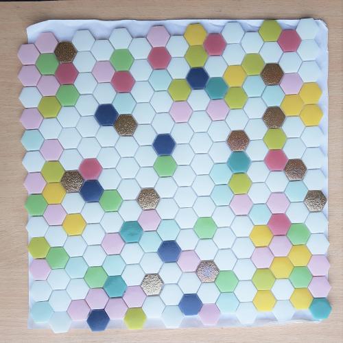 Lot mosaïque hexagone blanc et mix couleurs satiné mat  par 4M² 