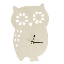 Horloge forme hibou avec mécanisme support bois pour mosaïque