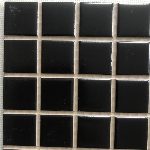 Noir mat satiné carrelage mosaïque carré 5 cm sur plaque de 20 cm 6 mm épaisseur par 1 mètre carré