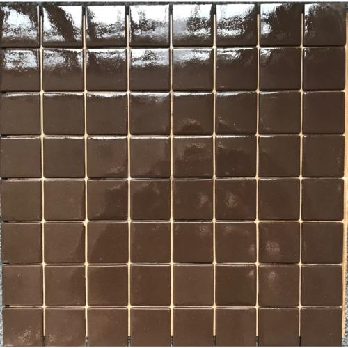 Brun cacao brillant lisse 4 cm mosaïque émaux par plaque 32 cm 