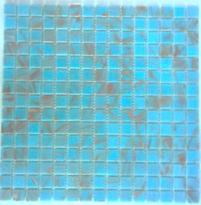 Bleu mosaïque pâte de verre bleu clair cyan gemmé / bleu de Crimée en plaque 32.5 cm