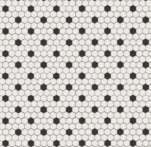 Mosaïque décor Dots Art déco hexagone blanc et noir par 1 M²