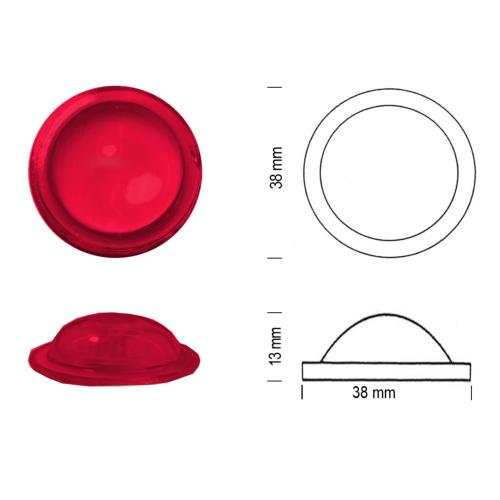 Rouge cabochon en verre rouge diamètre 38 mm à l'unité