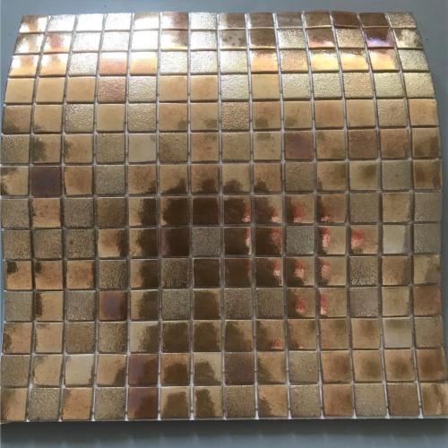 Mix nacré lisse et relief métal doré cuivre AURUM série Eléments mosaïque émaux brillant 2.4 cm par 2M² soit 100 € le M²