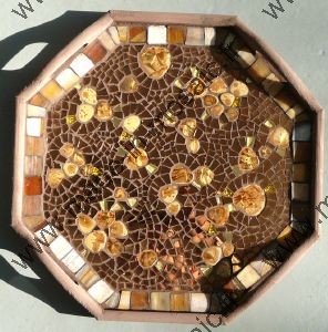 galets brun et miroir cuivre de Made in mosaic
