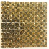 Jaune doré bronze mosaïque mix gold carrés 15 mm épaisseur 8 mm émaux vetrocristal par plaque 30 cm